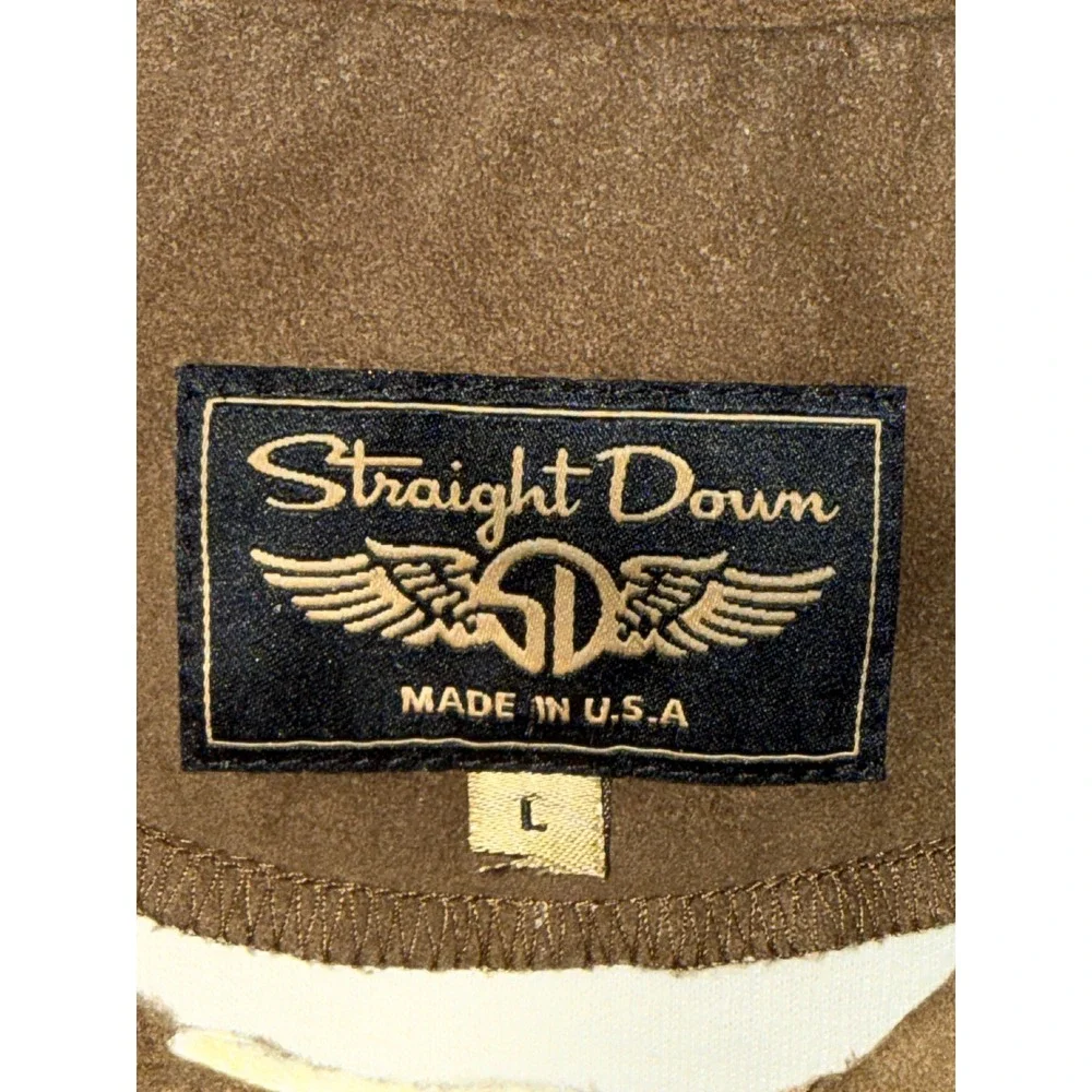 Straight Down Mens Yellow Fleece Quarter Button Pullover Mock Neck Made in USA L